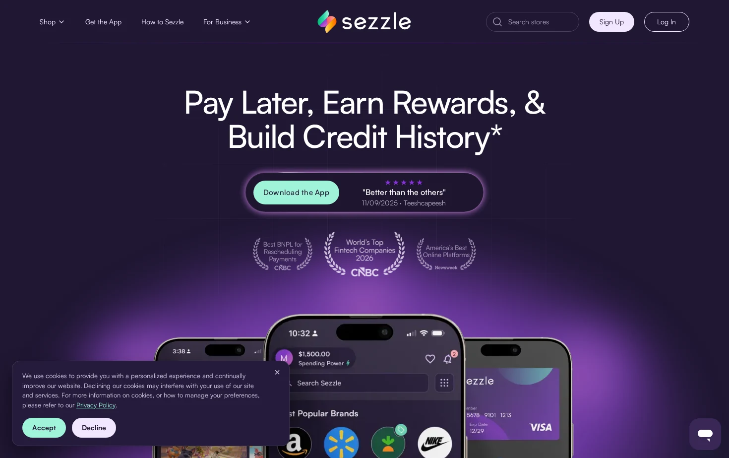 Sezzle 页面快照